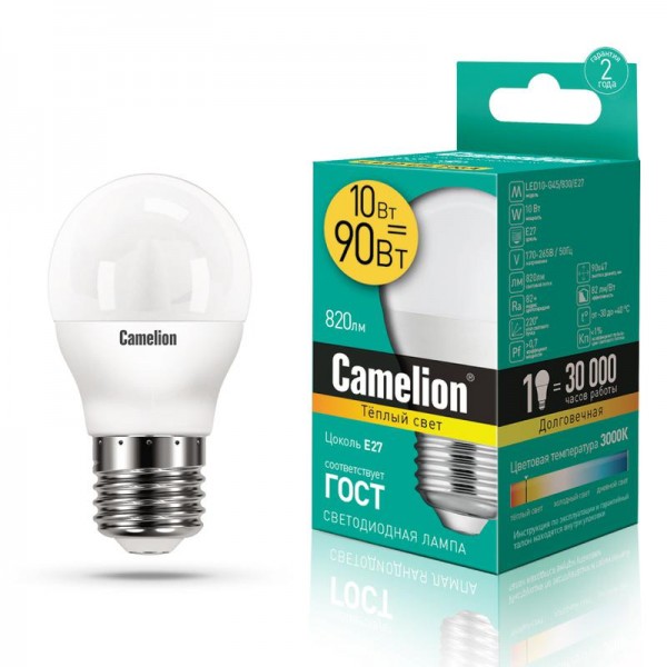  Лампа светодиодная ELMG45-10W-83K-E27 10Вт 220В Camelion 13821 