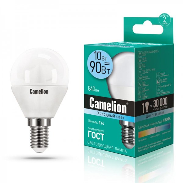  Лампа светодиодная ELMG45-10W-84K-E14 10Вт 220В Camelion 13822 