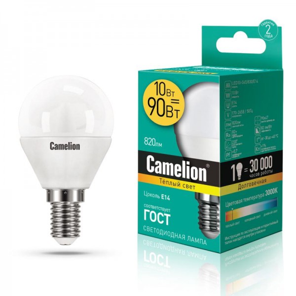  Лампа светодиодная ELMG45-10W-83K-E14 10Вт 220В Camelion 13820 