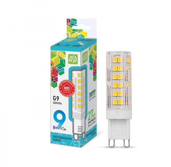  Лампа светодиодная LED-JCD-standard 9Вт 230В 4000К G9 810Лм ASD 4690612026664 