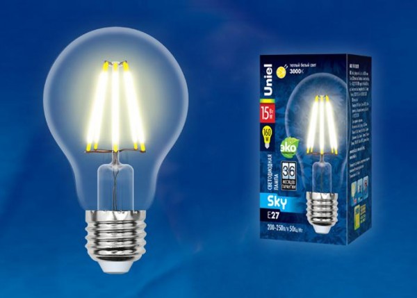  Лампа светодиодная LED-A70-15W/3000K/E27/CL PLS02WH Sky прозр. картон Uniel UL-00004868 