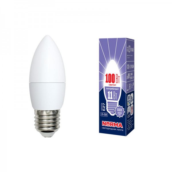 Лампа светодиодная LED-C37-11W/DW/E27/FR/NR Norma мат. картон Volpe UL-00003813 