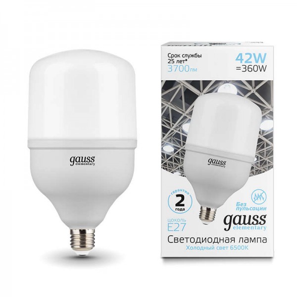  Лампа светодиодная Elementary T120 E27 42Вт 3700лм 180-240В 6500К Gauss 63234 