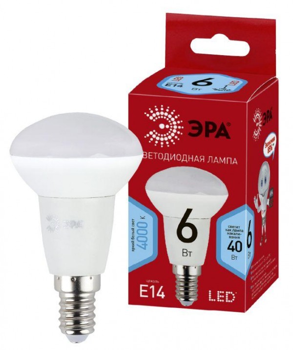  Лампа светодиодная smd R50-6w-840-E14_eco ЭРА Б0020634 