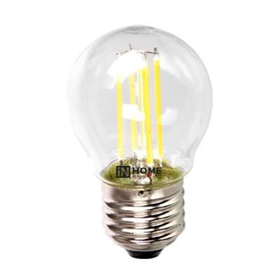  Лампа светодиодная LED-ШАР-deco 5Вт 230В E27 4000К 450Лм прозр. IN HOME 4690612007717 