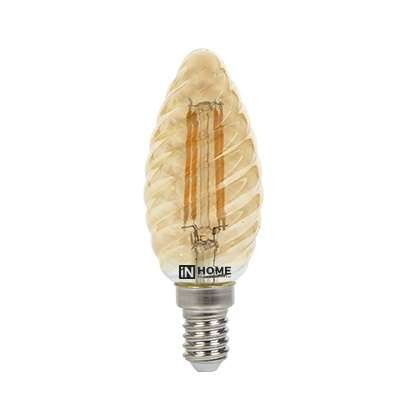  Лампа светодиодная LED-СВЕЧА ВИТАЯ-deco 7Вт 230В E14 3000К 630Лм зол. IN HOME 4690612007205 