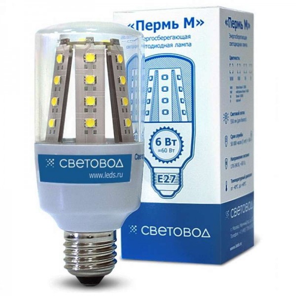  Лампа светодиодная "Пермь" М 28WW-220 5Вт 3000К тепл. бел. 220В Световод ПМ.008.01 