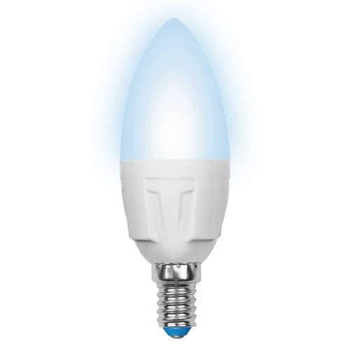  Лампа светодиодная ED-C37-6W/NW/E14/FR/DIM PLP01WH 6Вт свеча 4500К бел. E14 560лм 200-250В диммир. упак. картон Uniel UL-00000689 