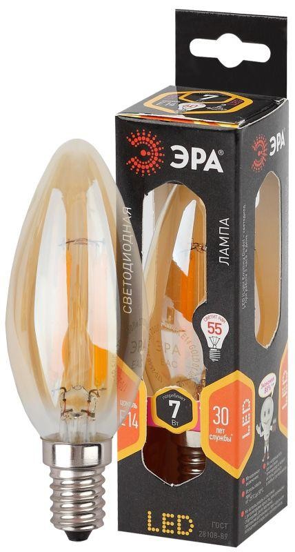  Лампа светодиодная F-LED B35-7w-827-E14 gold ЭРА Б0027964 