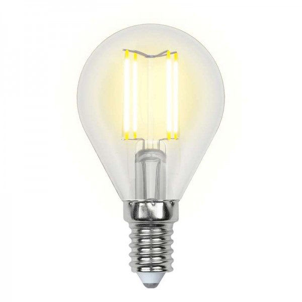  Лампа светодиодная LED-G45-5W/WW/E14/CL/DIM GLA01TR форма "шар" прозр. Air свет теплый бел. 3000К диммир. упак. картон Uniel UL-00002866 