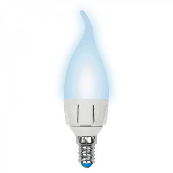 Лампа светодиодная LED-CW37-6W/NW/E14/FR/DIM PLP01WH форма "свеча на ветру" мат. Palazzo бел. диммир. упак. картон Uniel UL-00000727 