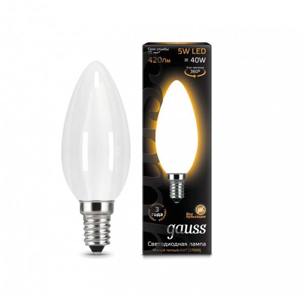 Лампа светодиодная Black Filament Свеча E14 5Вт 2700К OPAL Gauss 103201105 