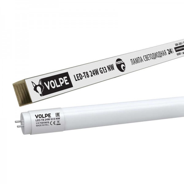  Лампа светодиодная LED-T8-24W/NW/G13/FR/FIX/N мат. рассеиватель бел. G13 неповоротный Volpe UL-00001458 