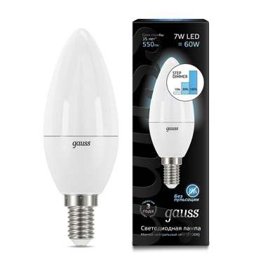  Лампа светодиодная Black Candle 7Вт E14 4100К step dimmable диммир. Gauss 103101207-S 