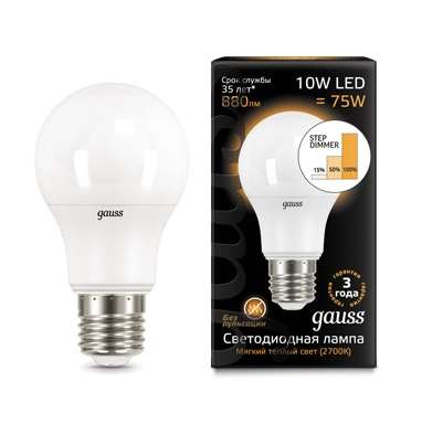  Лампа светодиодная Black A60 10Вт 2700К E27 step dimmable диммир. Gauss 102502110-S 