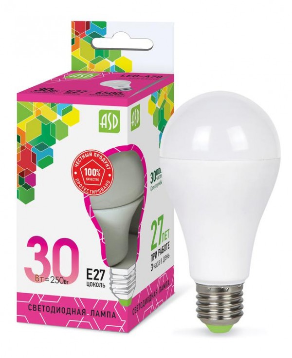  Лампа светодиодная LED-A70-std 30Вт 230В E27 6500К 2700лм ASD 4690612024677 