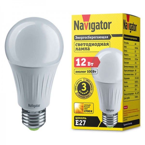 Лампасветодиодная 61 626 NLL-A60-12-230-2.7K-E27-3STEPDIMM Navigator 61626 