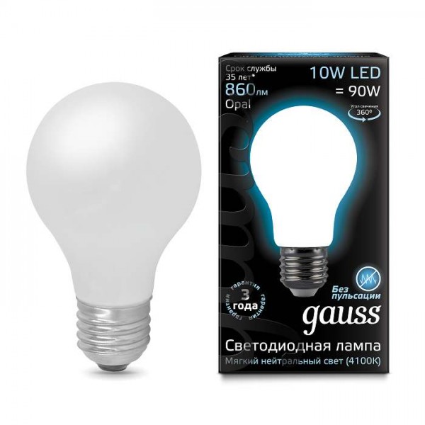  Лампа светодиодная Black Filament A60 E27 10Вт 4100К OPAL Gauss 102202210 