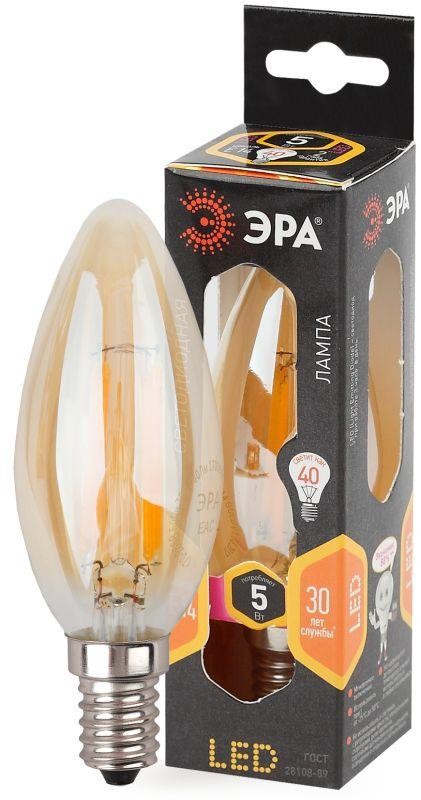  Лампа светодиодная F-LED B35-5w-827-E14 gold ЭРА Б0027939 