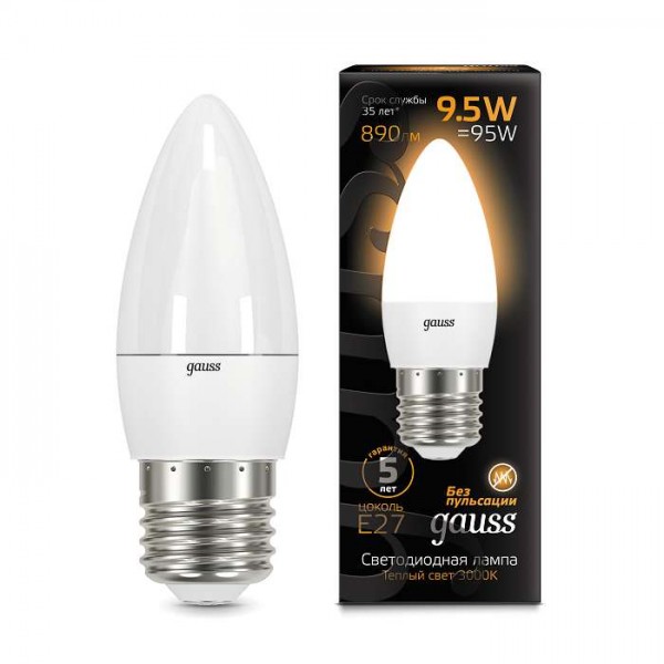  Лампа светодиодная Black Candle E27 9.5Вт 3000К Gauss 103102110 