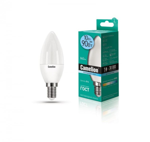  Лампа светодиодная LED10-C35/845/E14 10Вт 220В Camelion 13561 