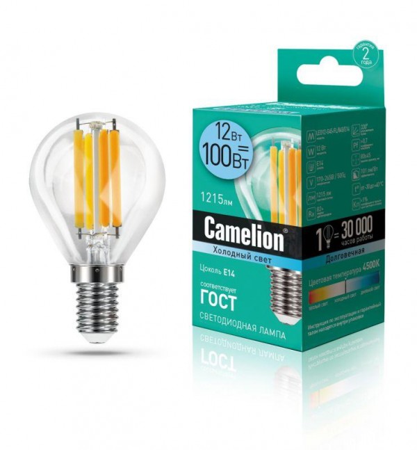  Лампа светодиодная LED12-G45-FL/845/E14 12Вт 220В Camelion 13713 
