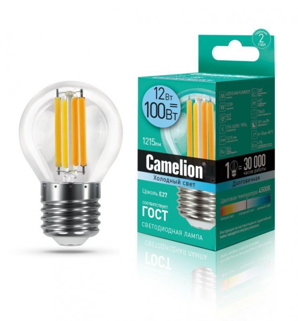  Лампа светодиодная LED12-G45-FL/845/E27 12Вт 220В Camelion 13715 