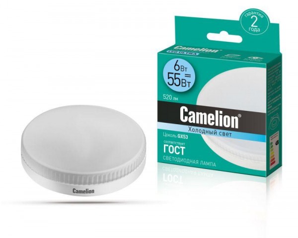  Лампа светодиодная LED6-GX53/845/GX53 6Вт 220В Camelion 13543 