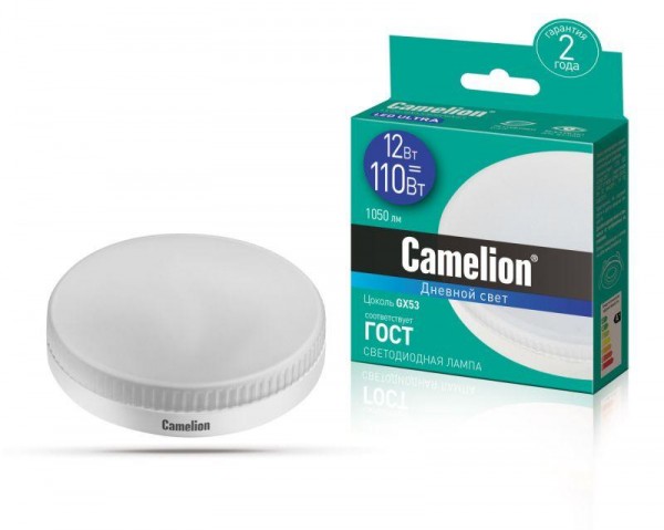  Лампа светодиодная LED12-GX53/865/GX53 12Вт 220В Camelion 13615 