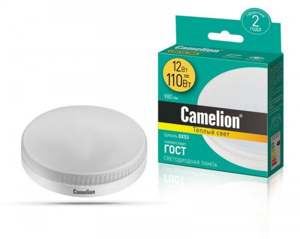  Лампа светодиодная LED12-GX53/830/GX53 12Вт 220В Camelion 12786 