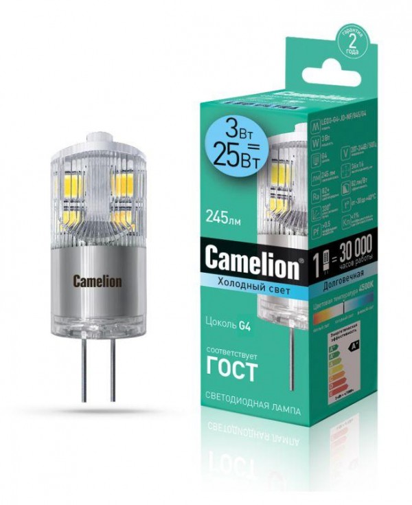 Лампа светодиодная LED3-G4-JD-NF/845/G4 3Вт 220В Camelion 13863 