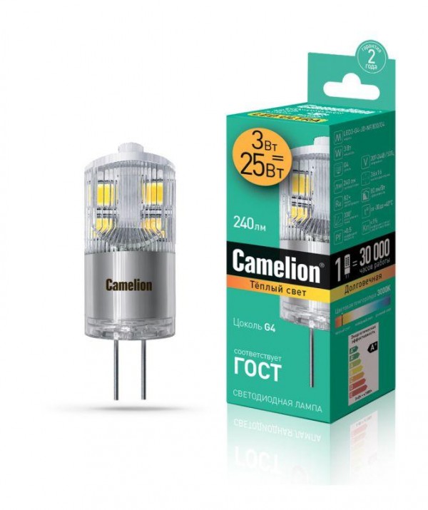  Светильник светодиодный 3-G4-JD-NF/830/G4 3Вт 220В Camelion 13862 