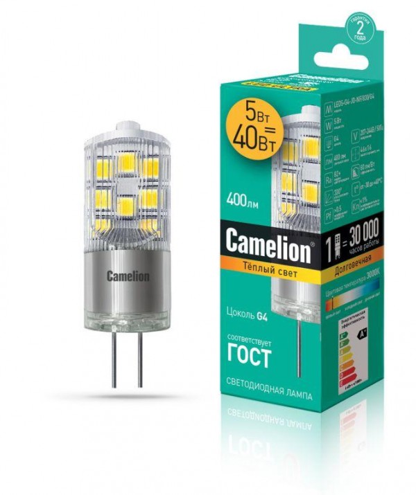  Лампа светодиодная LED5-G4-JD-NF/830/G4 5Вт 220В Camelion 13864 