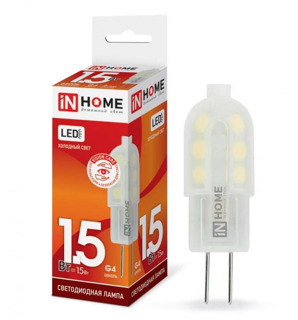  Лампа светодиодная LED-JC-VC 1.5Вт 12В G4 6500К 95лм IN HOME 4690612019765 
