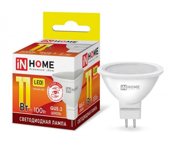  Лампа светодиодная LED-JCDR-VC 11Вт 230В GU5.3 3000К 990лм IN HOME 4690612020341 