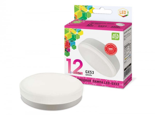  Лампа светодиодная LED-GX53-standard 12Вт 230В 6500К 1080лм ASD 4690612014432 