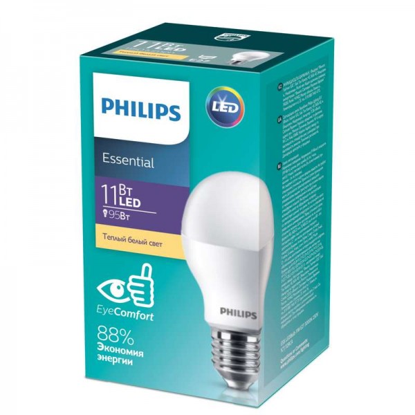  Лампа светодиодная ESS LEDBulb 11Вт E27 3000К 230В 1CT/12RCA Philips 929001900287 / 871869682208100 