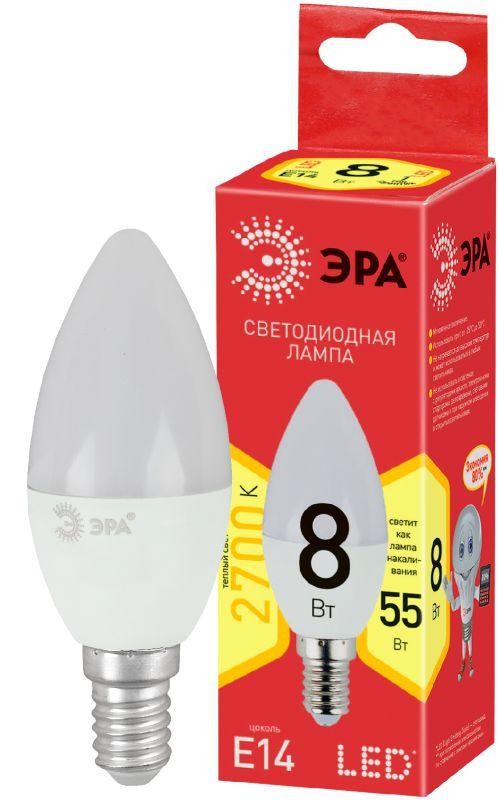  Лампа светодиодная ECO LED B35-8W-827-E14 ЭРА Б0030018 