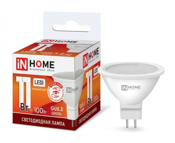  Лампа светодиодная LED-JCDR-VC 11Вт 230В GU5.3 6500К 990лм IN HOME 4690612024745 