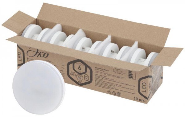  Лампа светодиодная ECO LED GX-6W-840-GX53 (10-PACK) ЭРА Б0036546 
