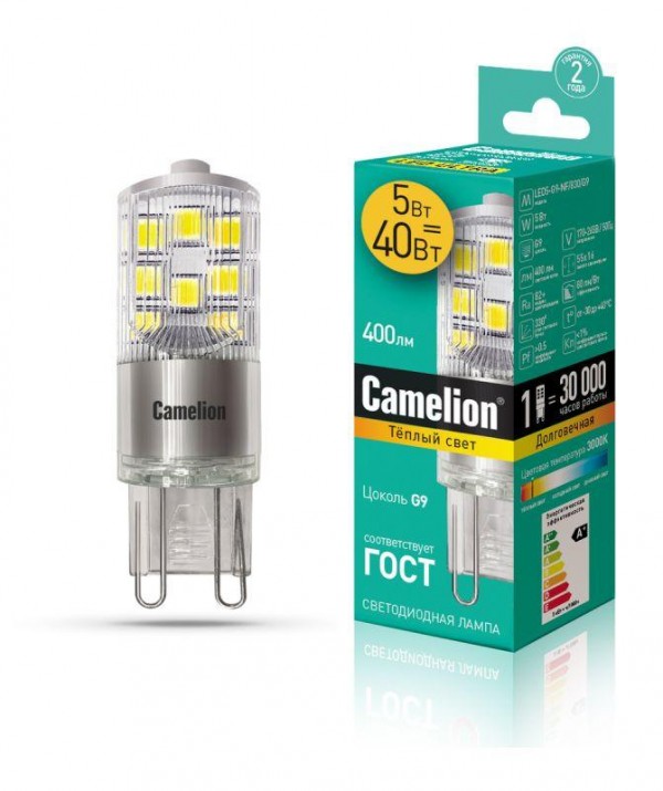  Лампа светодиодная LED5-G9-NF/830/G9 5Вт 220В Camelion 13704 