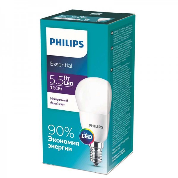  Лампа светодиодная ESSLEDLustre 5.5-60Вт E14 840 P45ND RCA Philips 929001960207 / 871869961445400 
