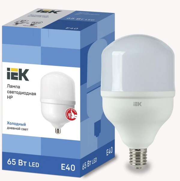  Лампа светодиодная HP 65Вт 230В 6500К E40 IEK LLE-HP-65-230-65-E40 