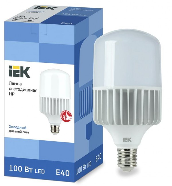  Лампа светодиодная HP 100Вт 230В 6500К E40 IEK LLE-HP-100-230-65-E40 