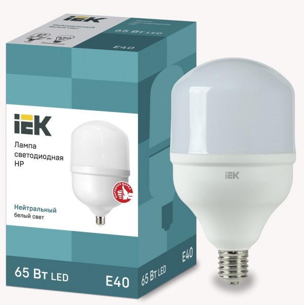  Лампа светодиодная HP 65Вт 230В 4000К E40 IEK LLE-HP-65-230-40-E40 