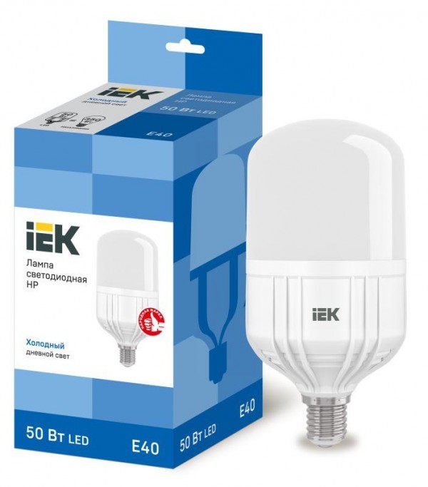  Лампа светодиодная HP 50Вт 230В 6500К E40 IEK LLE-HP-50-230-65-E40 