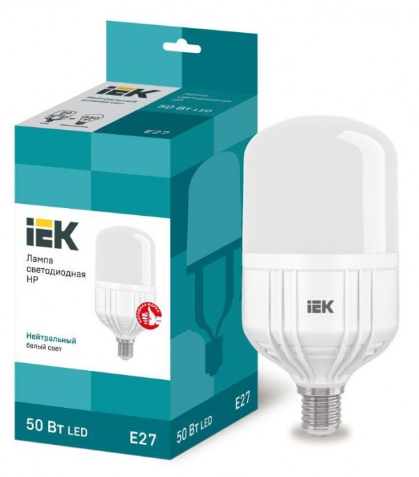  Лампа светодиодная HP 50Вт 230В 4000К E27 IEK LLE-HP-50-230-40-E27 