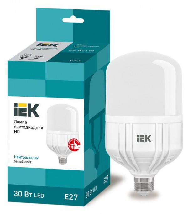  Лампа светодиодная HP 30Вт 230В 4000К E27 IEK LLE-HP-30-230-40-E27 