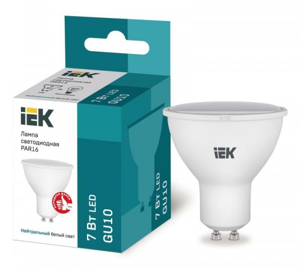  Лампа светодиодная ECO PAR16 софит 7Вт 230В 4000К GU10 IEK LLE-PAR16-7-230-40-GU10 