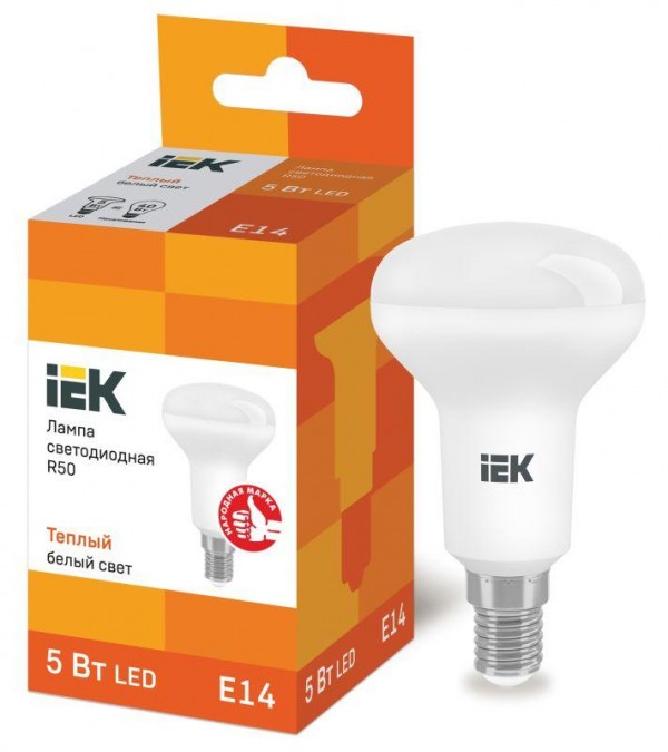  Лампа светодиодная ECO R50 5Вт 3000К тепл. бел. E14 450лм 230-240В IEK LLE-R50-5-230-30-E14 